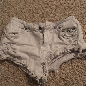 Women's White Distressed Denim Shorts